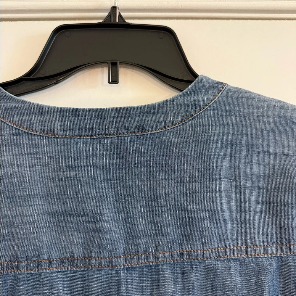 J. Jill Denim Chambray Dress Rolled Sleeve Size M - Picture 7 of 11